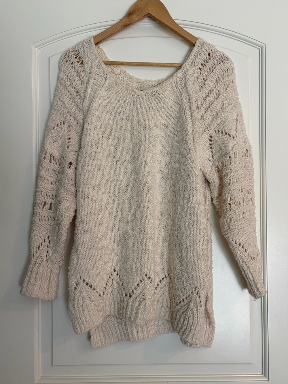Pilcro Cozy Open-Stitch Knit Chunky Sweater - Cream Size XS